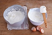 Beaten egg whites for making macaroons