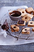 Truffle squares: shortbread sandwich biscuits filled with chocolate cream