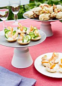 Various canapes for a garden party on a table outside