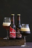 Bottles and glasses of Danish beer