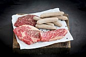 Cuts of Wagyu beef and Wagyu sausages