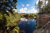 Lettland, Erglu Klintis, Adlerfelsen am Gauja Fluss bei Cesis