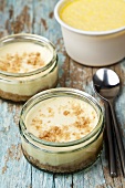 Lemon cheesecake deserts and clotted cream (England)