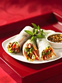 Vietnamese spring rolls with a dip