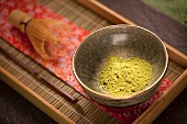 Japanese Matcha Green Tea Powder in a Ceremonial Matcha Bowl