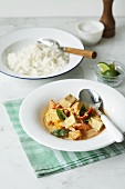 Red Thai curry with tofu and vegetables
