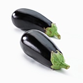 Two aubergines (Solanum Melongena)
