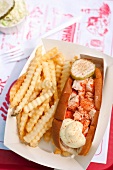 Lobster Roll; Halved with French Fries
