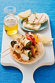 Grilled vegetable kebabs and halloumi from Cyprus