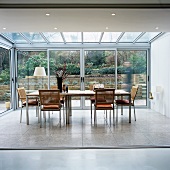A conservatory being used as a dining room