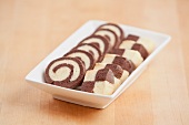 Assorted biscuits made with chocolate and plain mixture