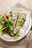 Courgettes stuffed with goat's cream cheese