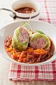 Cabbage roulade with onion sauce