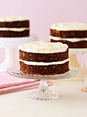 Carrot cakes with a cream cheese topping