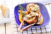 Stuffed onions with horseradish and sweet potatoes