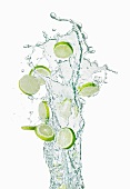 Slices of lime and a splash of water
