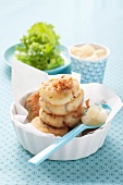 Potato cakes with pear compote