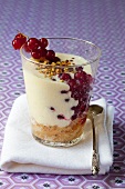 Tiramisu with redcurrants and pistachios