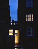 English house at night