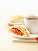 Stuffed pastry parcels and a cup of coffee