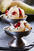 Pears with blue cheese, walnuts and cranberries