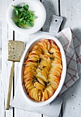 Potatoes au gratin with marjoram