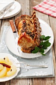 Roast pork with preserved pears