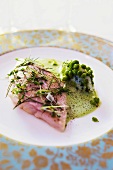 Salmon with herbs and peas