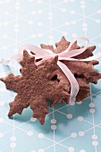 Star-shaped chocolate biscuits for Christmas