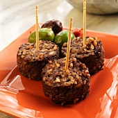 Morcilla de Arroz; Spanish Blood Sausage Made with Rice, Pork and Beef Blood; With Wooden Toothpicks