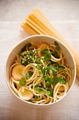Bowl of Pasta with Spring Herbs and Peas