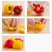 Peel peppers with a vegetable peeler