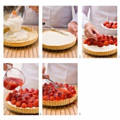 Preparing strawberry tart