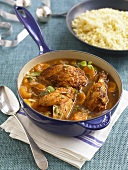 Pot of Chicken Stew with Apricots and Sage