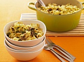 One Pot Meal; Veal and Noodles; In Pot; Serving Bowls