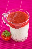 Rice pudding with strawberry sauce
