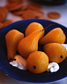 Poached pears with cream