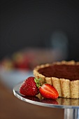 Chocolate mousse tart with strawberries
