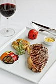 Grilled beef steak with vegetables