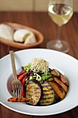 Grilled vegetables with bean sprouts