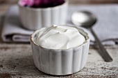 Natural yoghurt in ramekin