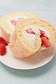 Strawberry and cream sponge roulade
