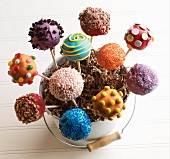Decorated Cake Pops in a Pail