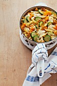 Pasta bake with courgette and pumpkin