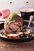 Veal roulade with barley risotto