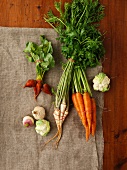 Root vegetables, cauliflower and garlic