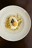 Fried Egg Over Pasta with Grated Cheese