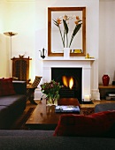 Open fire ambience in traditional living room