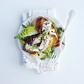 Toasted baguette slices topped with goat's cream cheese