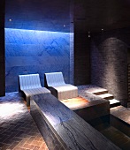 Blue, relaxing light in luxurious spa